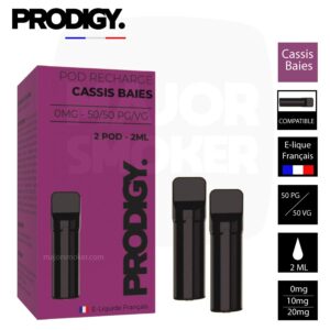 Prodigy cassis baies, Recharge prodigy cassis, Pod prodigy cassis baie, Prodigy vape, Capsule prodigy, Pods préremplis prodigy