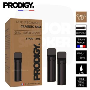 Prodigy classic usa, Prodigy recharge tabac, Prodigy recharge prix, Prodigy Pod classic, Recharge prodigy pas cher, Prodigy recharge ou acheter, Prodigy rechargeable classic usa, Prodigy vape